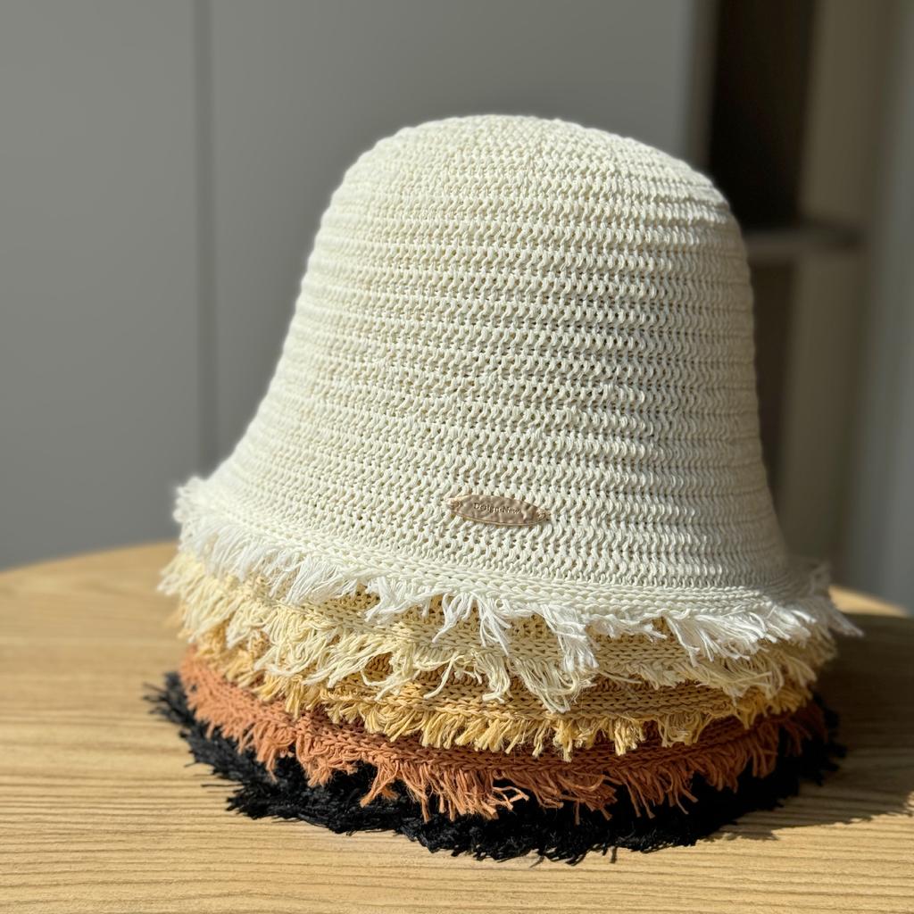 New Spring and Summer Hat Sun Hat Woven Seaside Bucket Hat Breathable Bucket