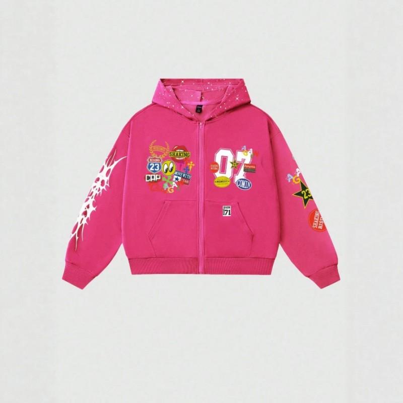 Womens Oversized Hoodie Red Skull Print Streetwear Loose Fit Casual Sweatshirt