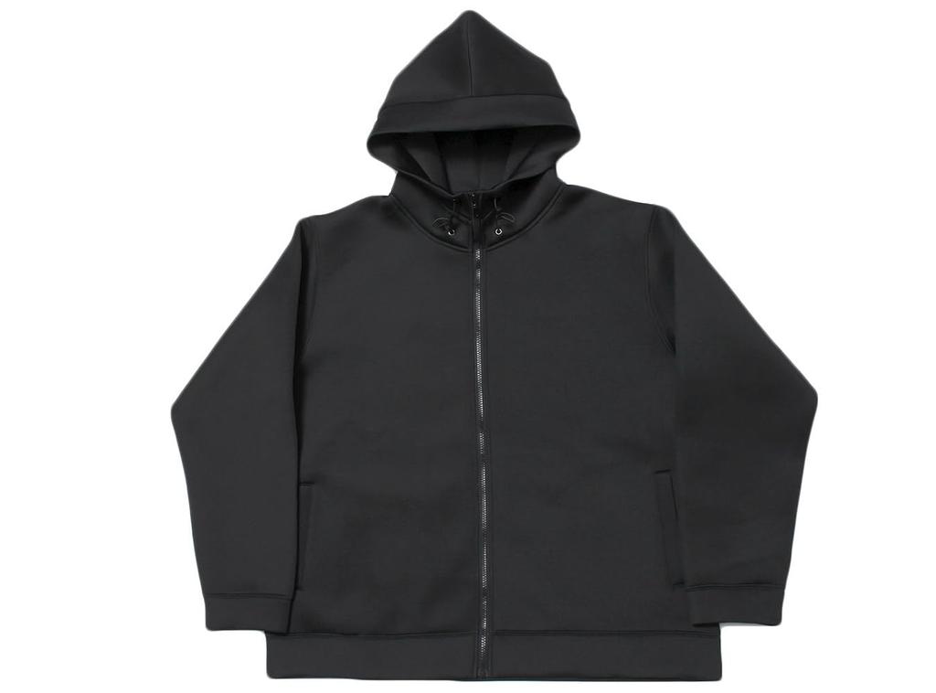 One Colors Men's Plus Size Stretch Bonded Diver Jersey Hoodie with Water-Repellent Sweatshirt, Zip-Up Blouson, Size 3L, Black