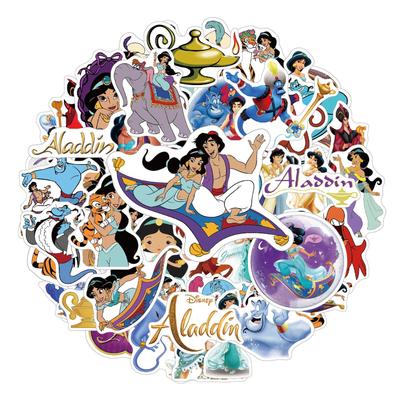 C-195 54 lapeliai Princess Jasmine & Aladdin's Lamp animacinių filmukų blizgūs lipdukai vaikams