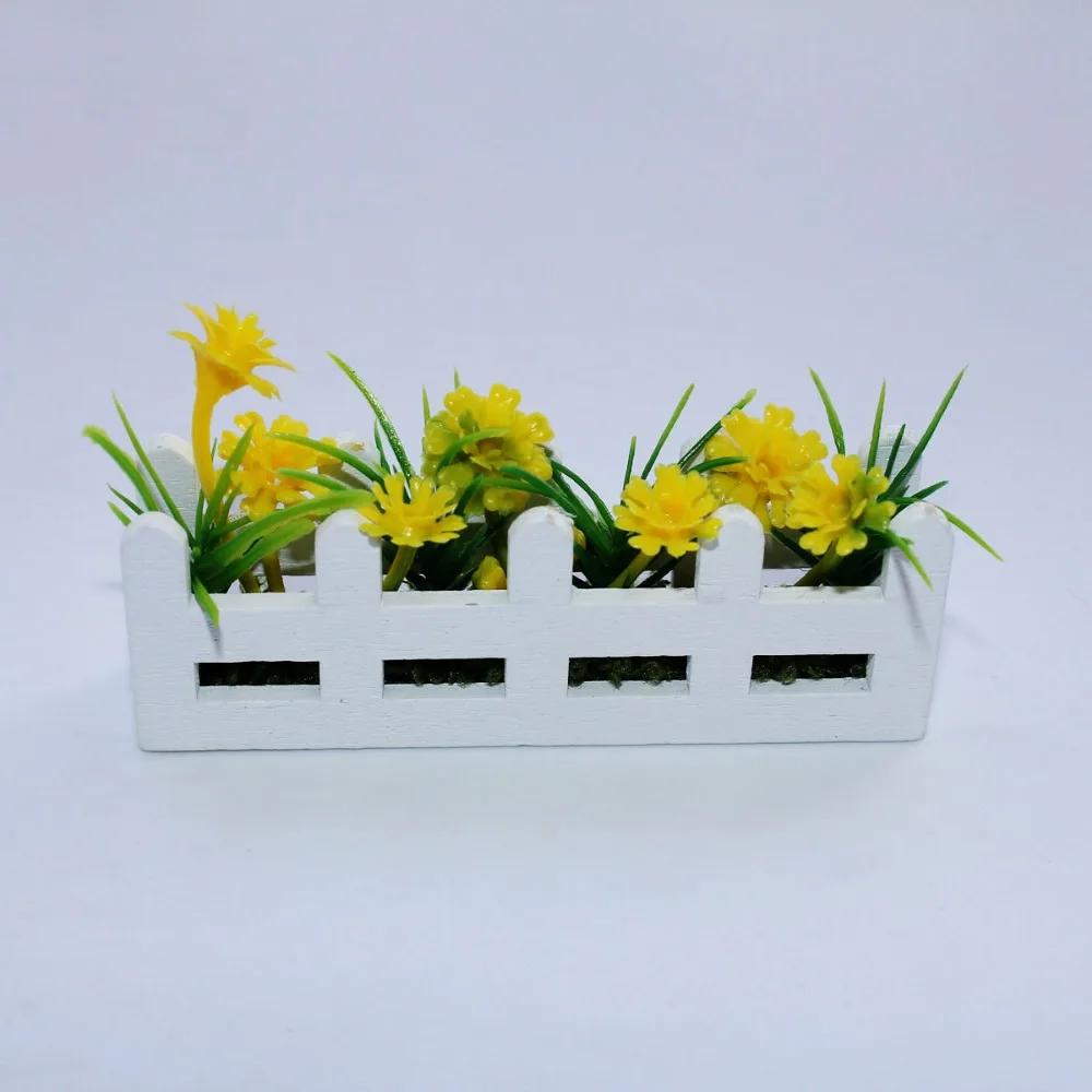 1:12er Maßstab Puppenhaus Simulierte Blumenhecke Lebensecht Künstliche Dekoration Garten Miniatur Topfpflanzen Rollenspiel