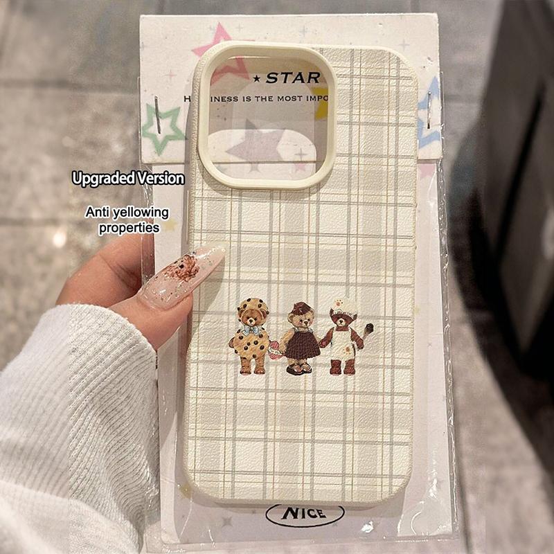 

Striped Couple Bear Printed Design Phone Case For iPhone 17 16 15 14 13 12 11 Pro Max Air 16E XS X XR 15 14Plus Shockproof Cover iPhone 15 Plus