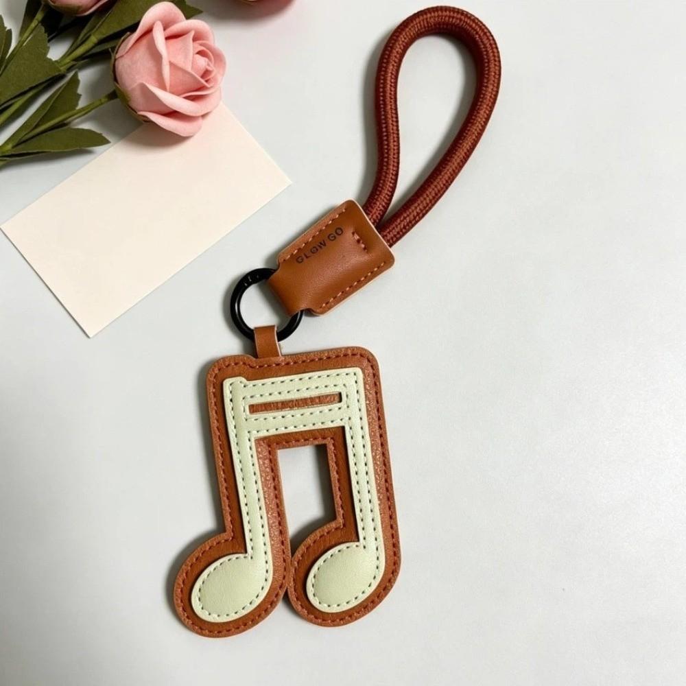 Treble Note Musical Note Keychain Beamed Sixteenth Note PU Leather Keyring Music Pendant Gift