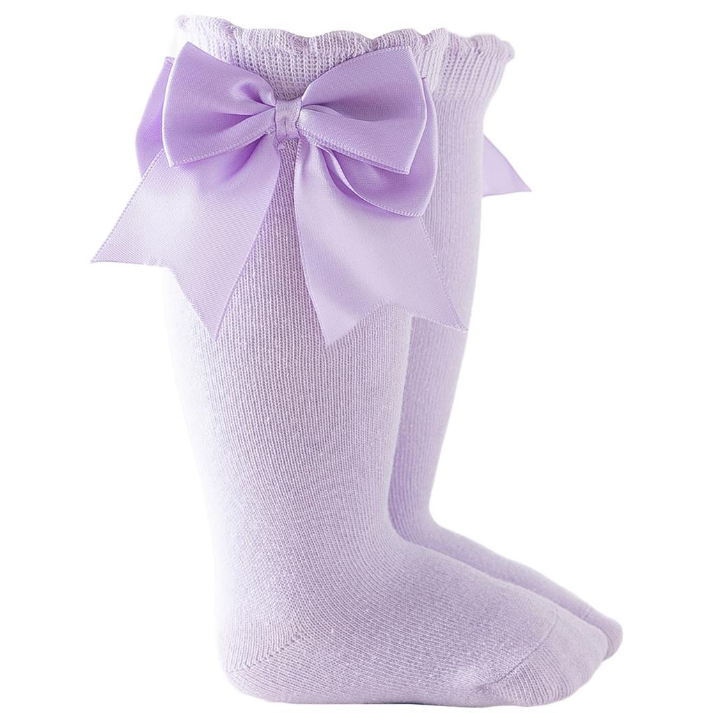 Infant Baby Girls Cute Bow Knee High Socks Cotton Baby Toddler Bowknot Solid Color Socks Kid Breathable Sock 0-2Y