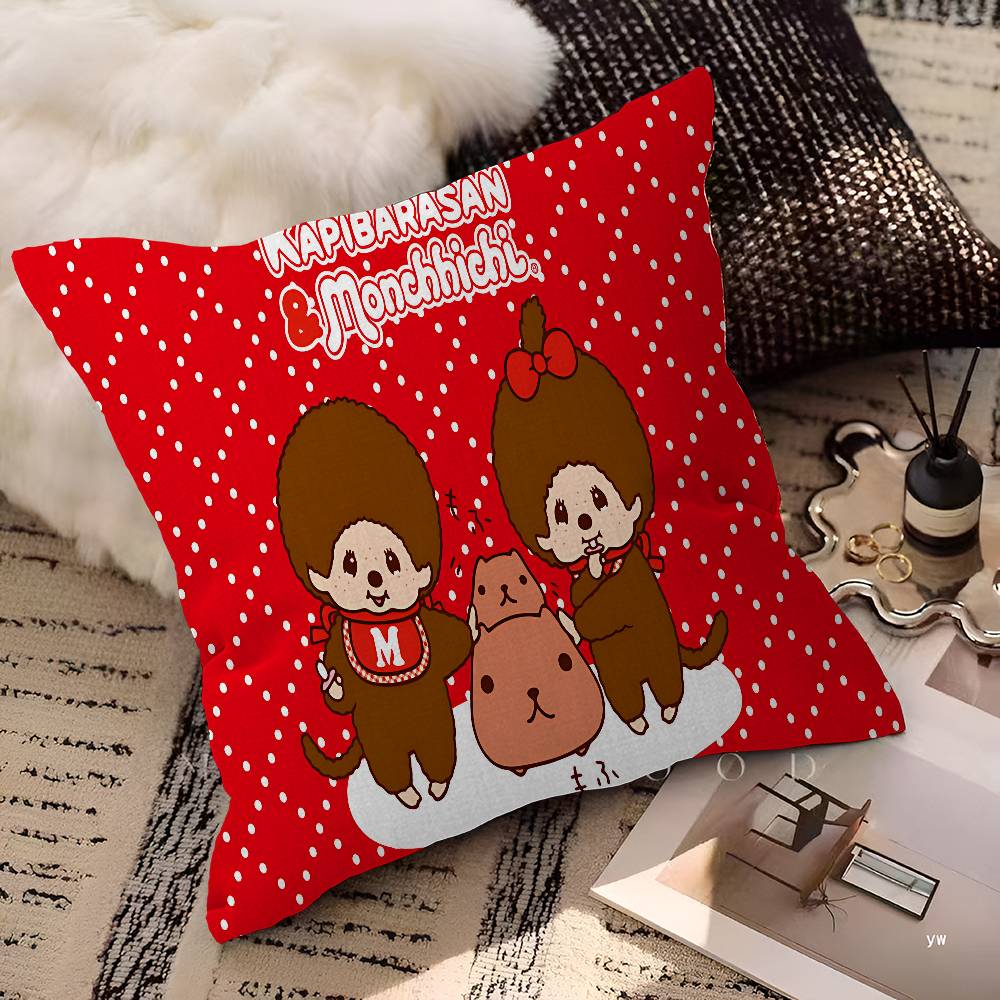 Anime M-Monchhichi Personalizovaný povlak na polštář Dětský pokoj Divoká párty Dekorace Povlak na polštář Dětské narozeniny Sprchový dárek