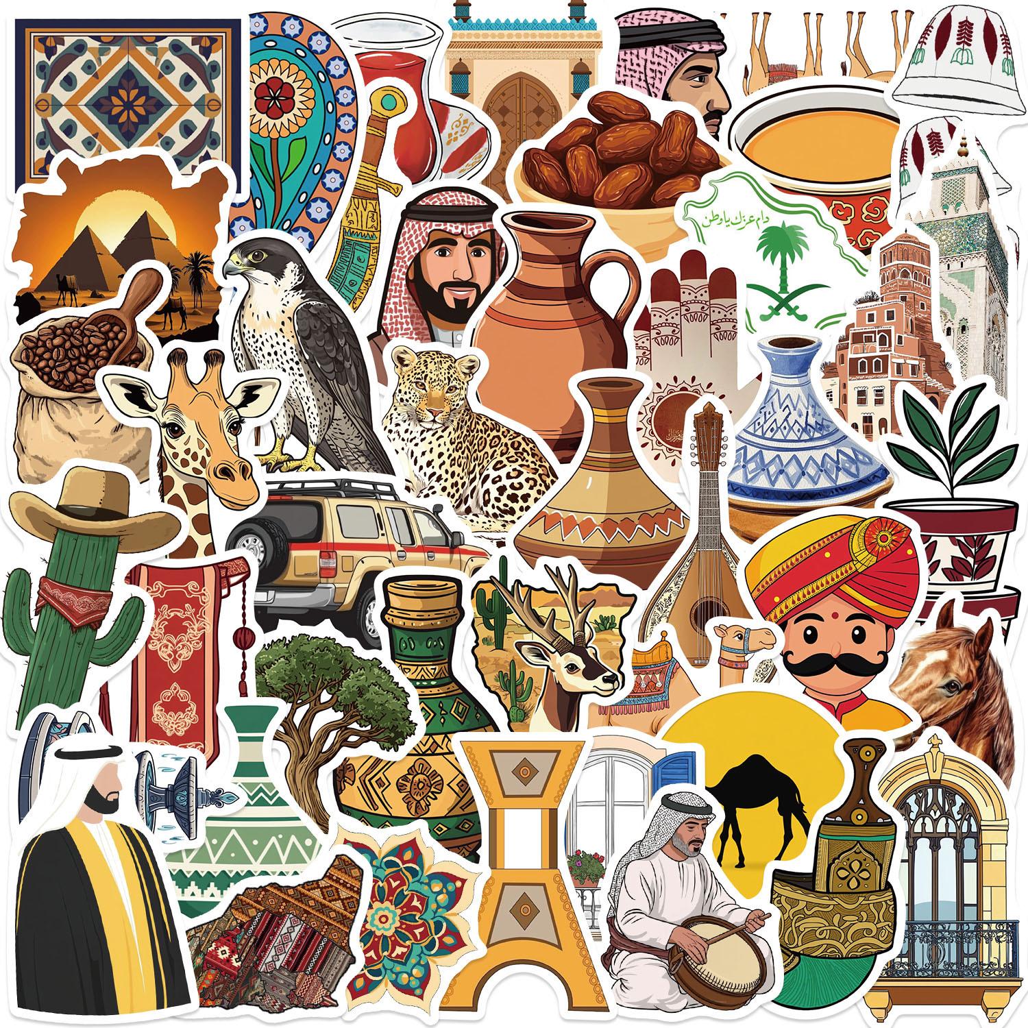 

50 Cartoon Middle Eastern Art Style Graffiti Stickers Decorate Guitar Notebook Suitcase DIY
