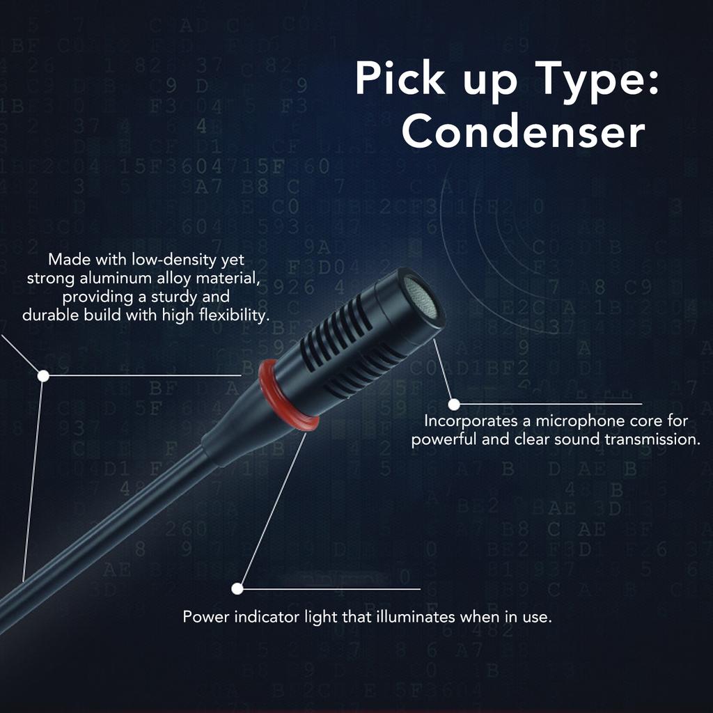 Condenser Gooseneck Microphone Clear Sound 23.2in  Indicator Gooseneck Microphone with Windproof Cotton for Conference