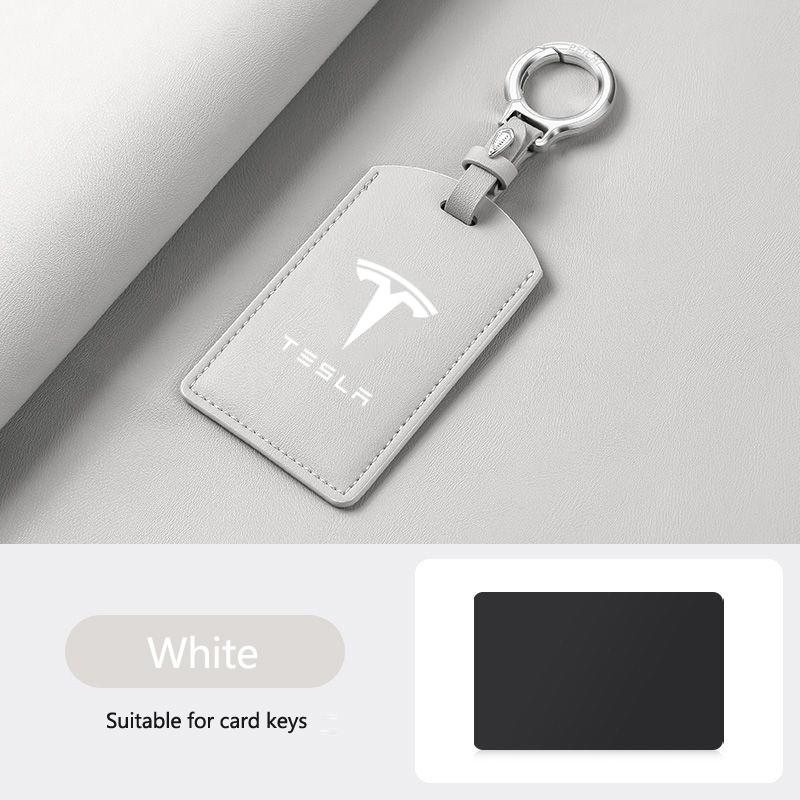 CPSSA1 Leather Car Smart NFC Card Key Case Fob Cover Protector Shell For Tesla Model 3 Model S Model X Model Y Keychain Accessories