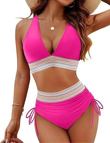 New European and American swimsuit premium sexy deep V high waist bikini split swimsuit explosion