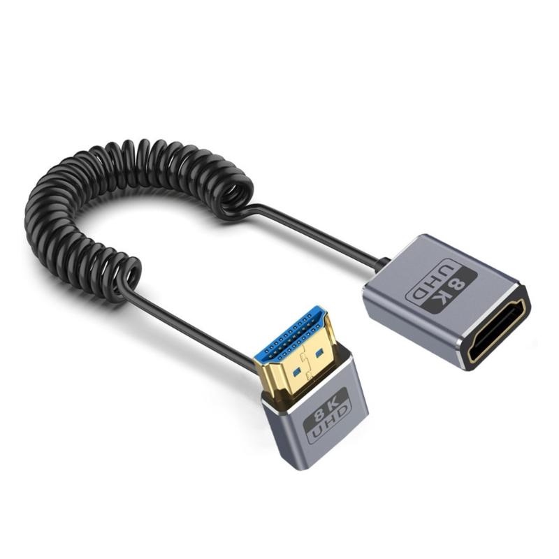 Thin Coiled 8K60hz 2.1 Video Cable 48Gbps with Spring Designing Cord Enhances Flexibility and Durability 70CM 27.56in