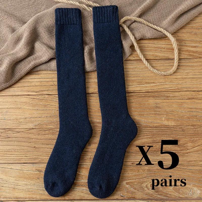 5pairs/Men's Winter Knee Stockings Merino Wool Super Thick Warm Compression Winter Towel Socks Wrap Calf Thick Tall SocksEU38-46