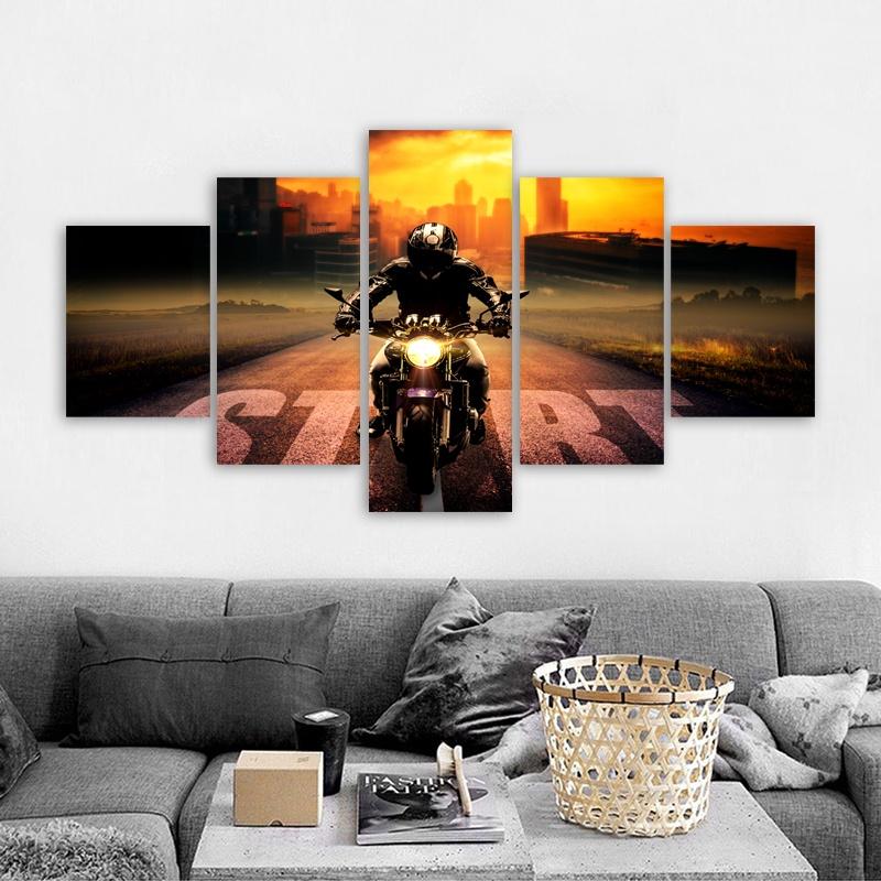 

5 Panels Motorcycle Posters Canvas Painting Motor Road Pictures Prints Wall Art For Living Room Modern Home Decor No Frame 20x35 20x45 20x55cm