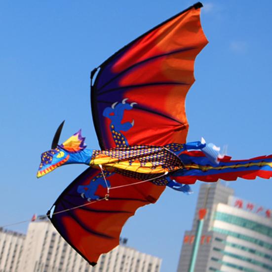 Outdoor Colorful 3D Dragon Flying Kite with 100m Tail Line Children Kids Toys
