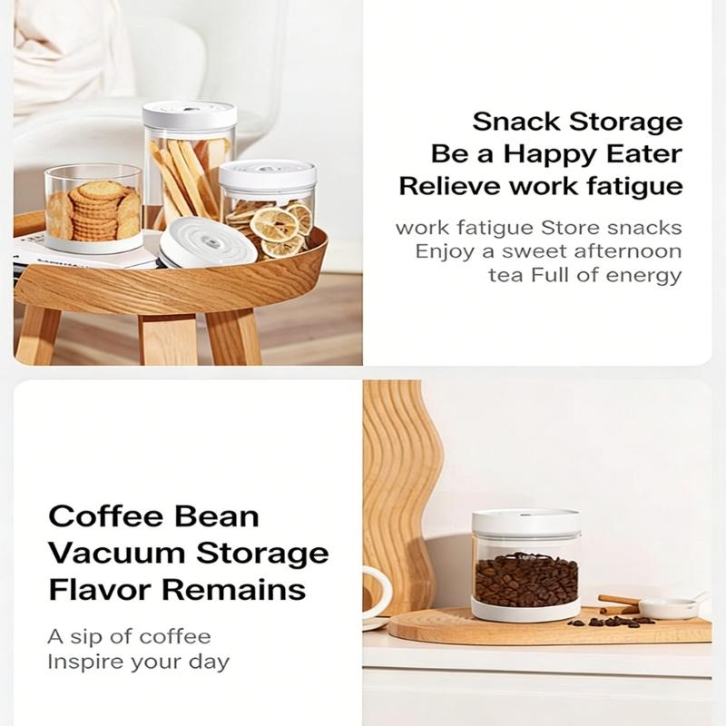 Airtights Coffee Canister Plastic Coffee Storage Container Kitchen Supplies Automatic Vacuum Coffee Canister for Food