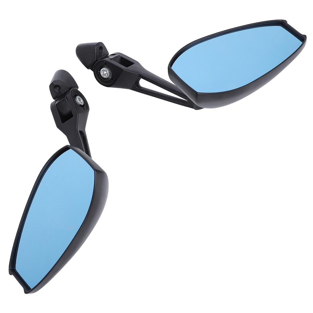 Motorcycle Bar End Mirrors Aluminium Alloy Blue Lenses 360 Degree Adjustable Anti Glare Rearview