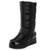 White Women's Winter Snow Boots 2024 Black Red Warm Fur Plush Mid-calf Boot Wedge Low Heels Fashion Long Shoes Girls Waterproof