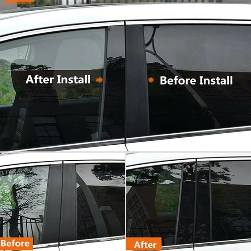 6Pcs Car Pillar Posts Trim Stickers Auto Exterior Accessories Decor For Mercedes Benz C Class W204 5-Door Hatchback 2008-2015