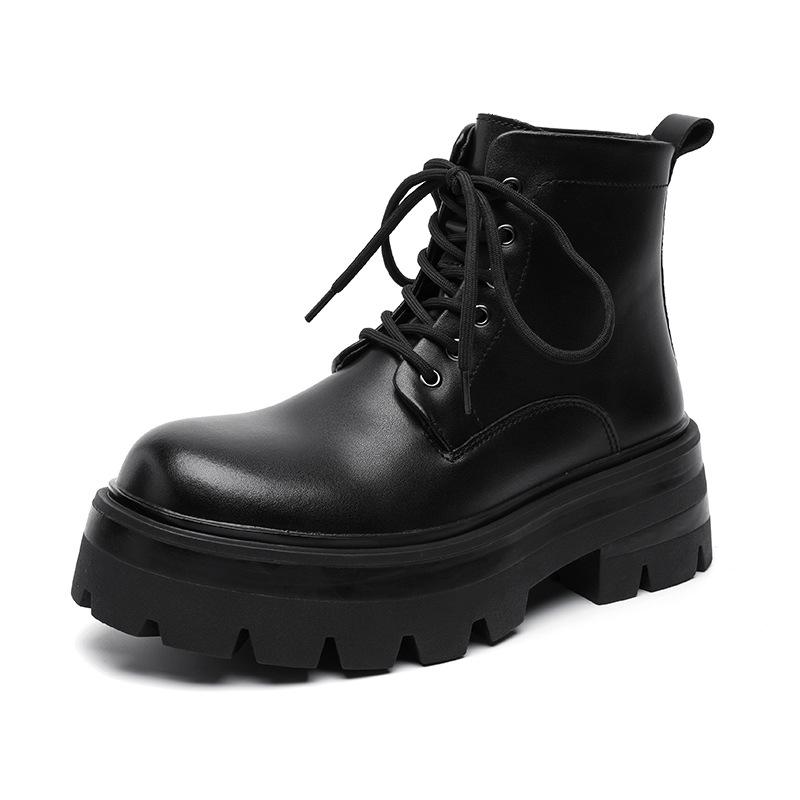 

Martin boots men s high-top British retro thick-soled heightening autumn and winter velvet trendy versatile men s short boots 70066- 38 чёрный