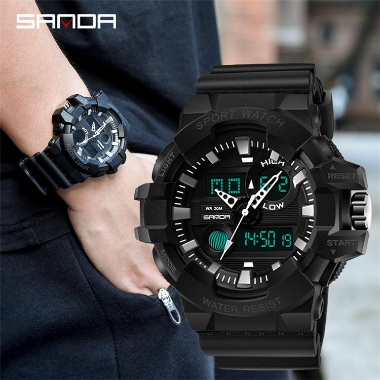 Mens Watch Sanda 780 Sports  Fashion Led Digital Fashion Quartz Watch Men Waterproof G Style Watches Relogio Clock
