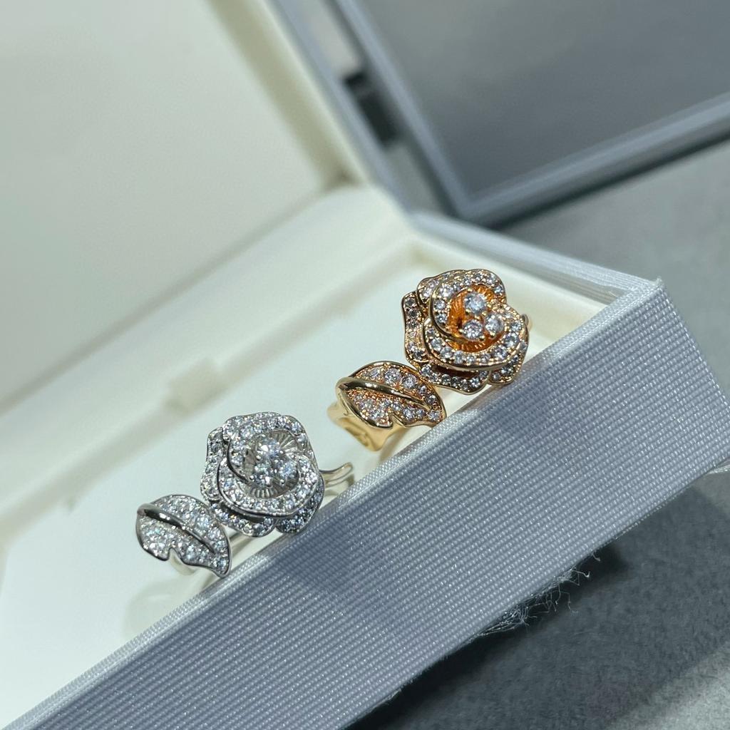 Vintage Hot Brand Women's Rings Luxury Jewelry For Women Pure 925 Sterling Silver Lady Party Rose Gold Flower Designer Rings