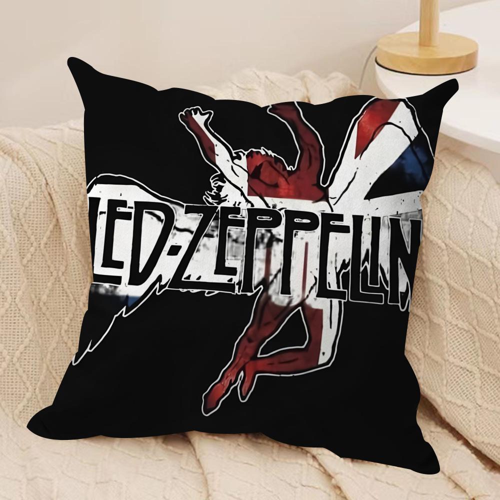 Band Lled Zzeppelin Cushion Cover Silky Short Plush Sofa Pillow Cover Hidden Zipper Soft Dustproof Case for Home Decor