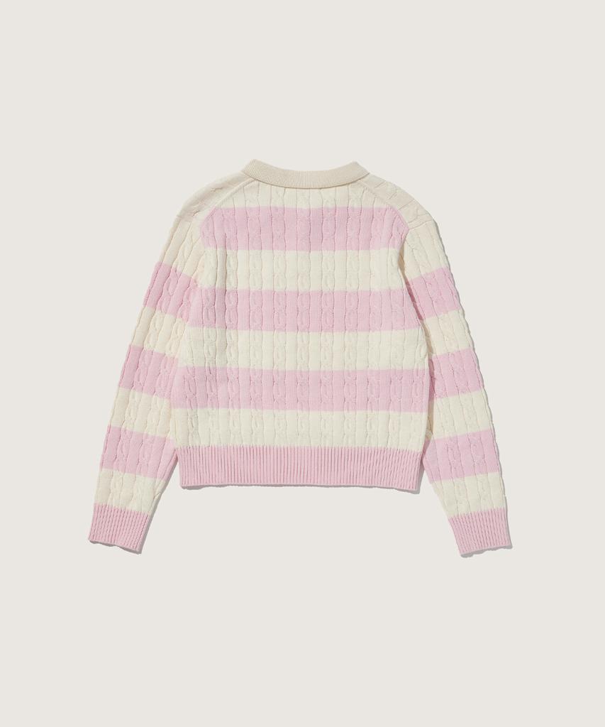 PLAC WOMEN Collared Stripe Knit Light Pink