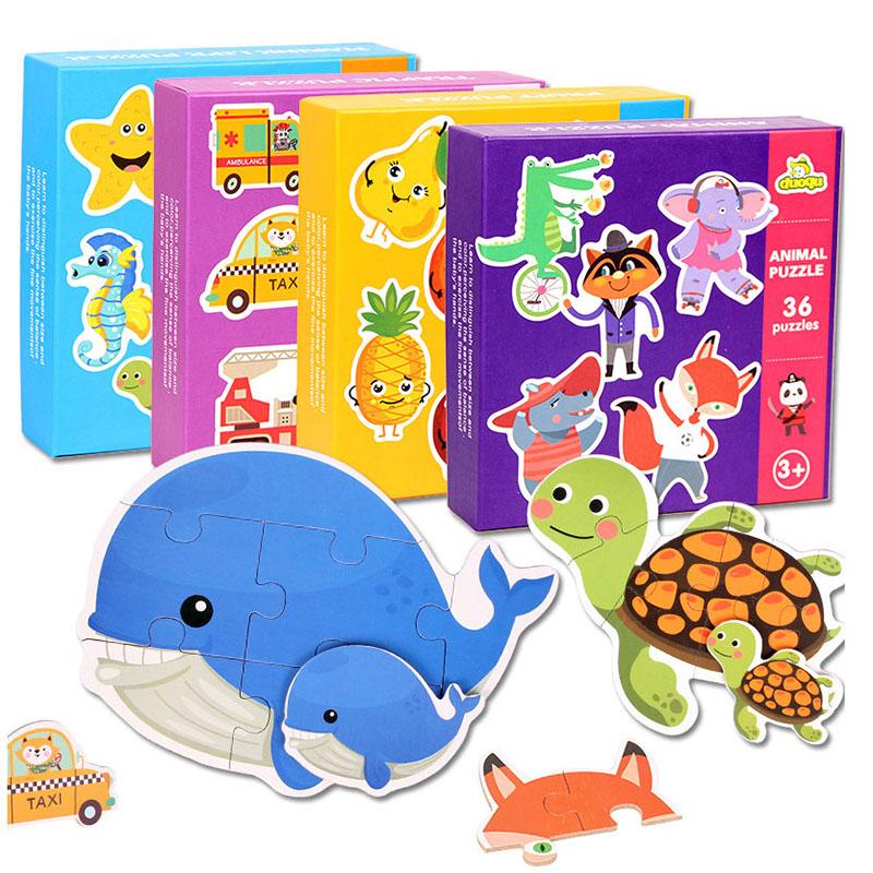 Großformatige Puzzlespiele Fahrzeuge Meerestiere Puzzles für Kinder Montessori Lern-Lernspielzeug für Kinder