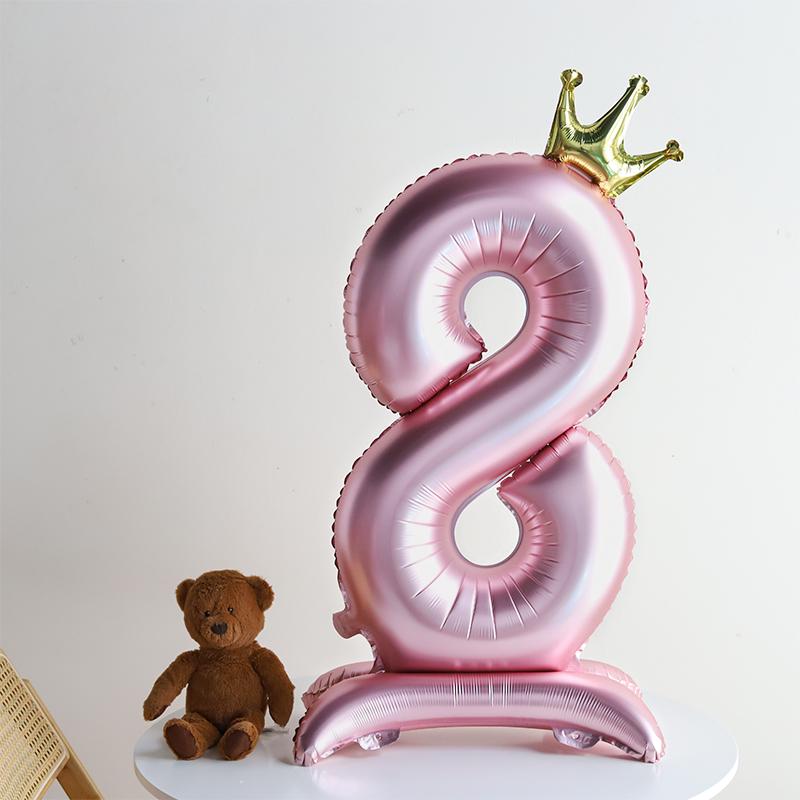 Pink Crown Number Balloon Decorations for Girl's First Birthday