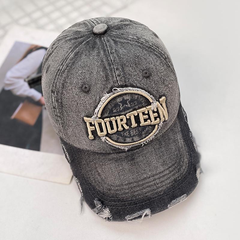 Retro Embroidered Letters Cotton Baseball Cap With Curved Peak For Use Daily