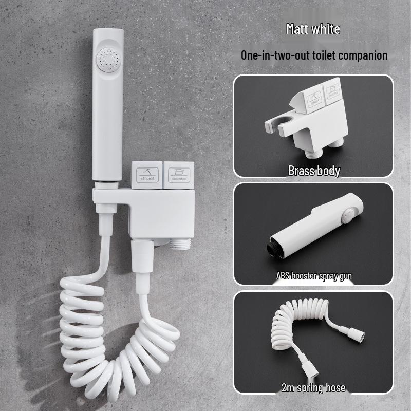 White Bathroom Bidet Toilet Spray Gun Set with Faucet Washer