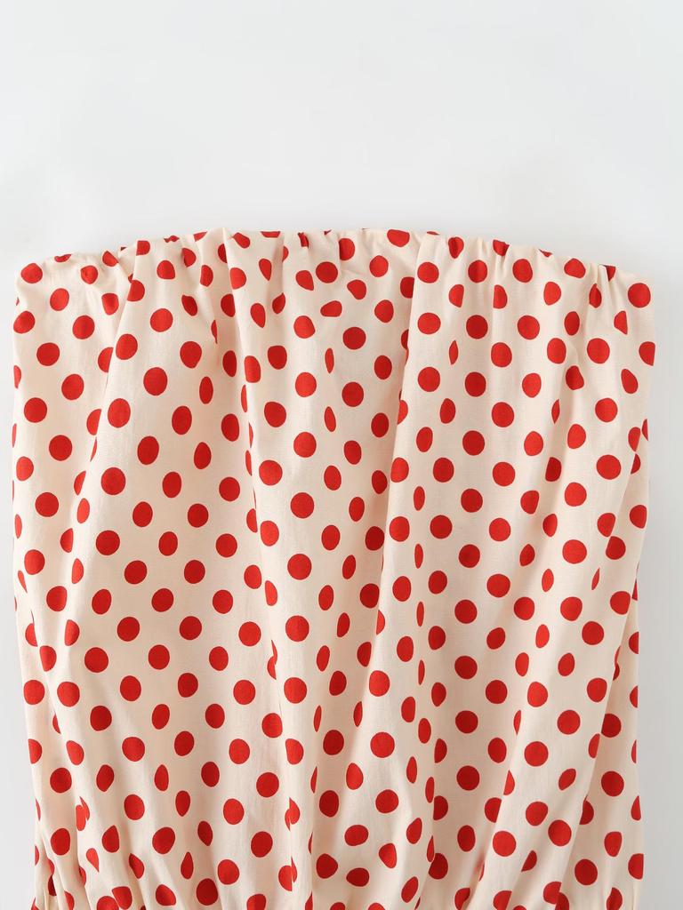 Spring 2026 European & American Style Women's Polka Dot Strapless Dress