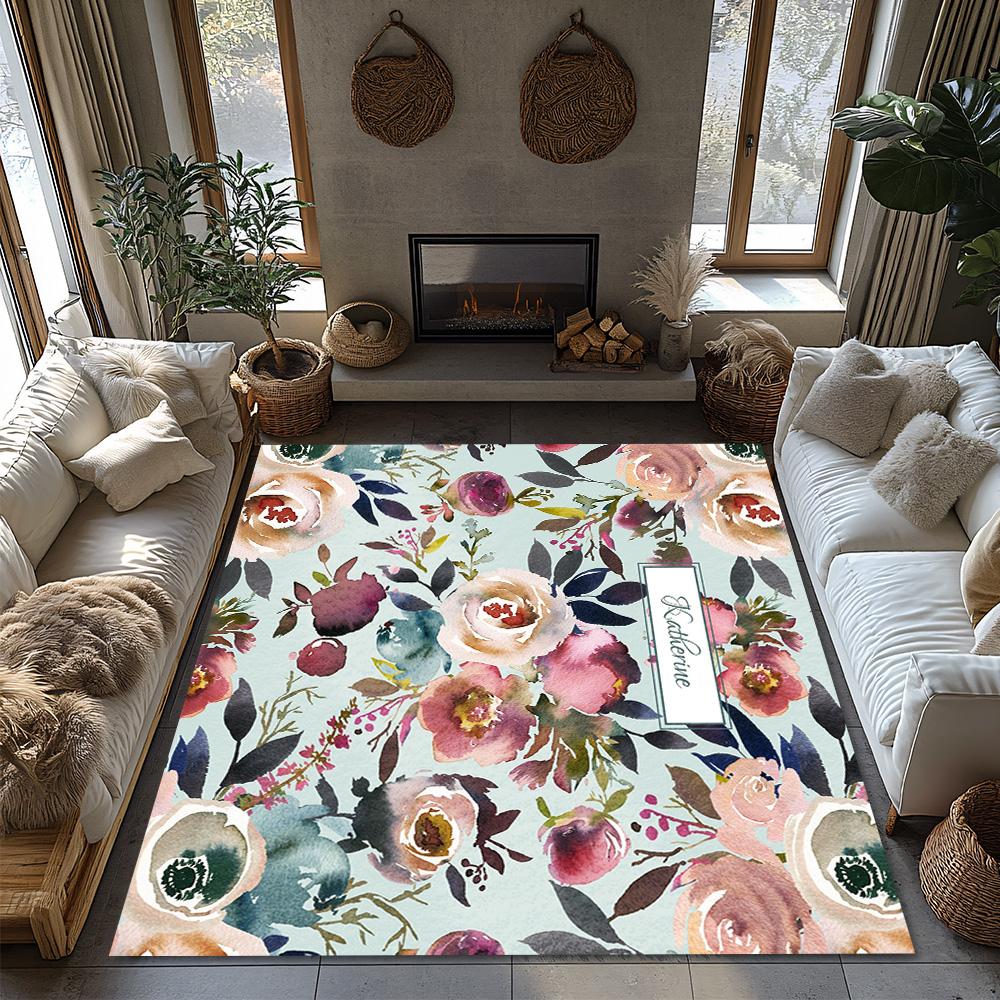 Floral Area Rug Washable Non Slip Indoor Outdoor Mat Home Decor Kitchen Carpet Modern Abstract Design Living Room Floor Covering