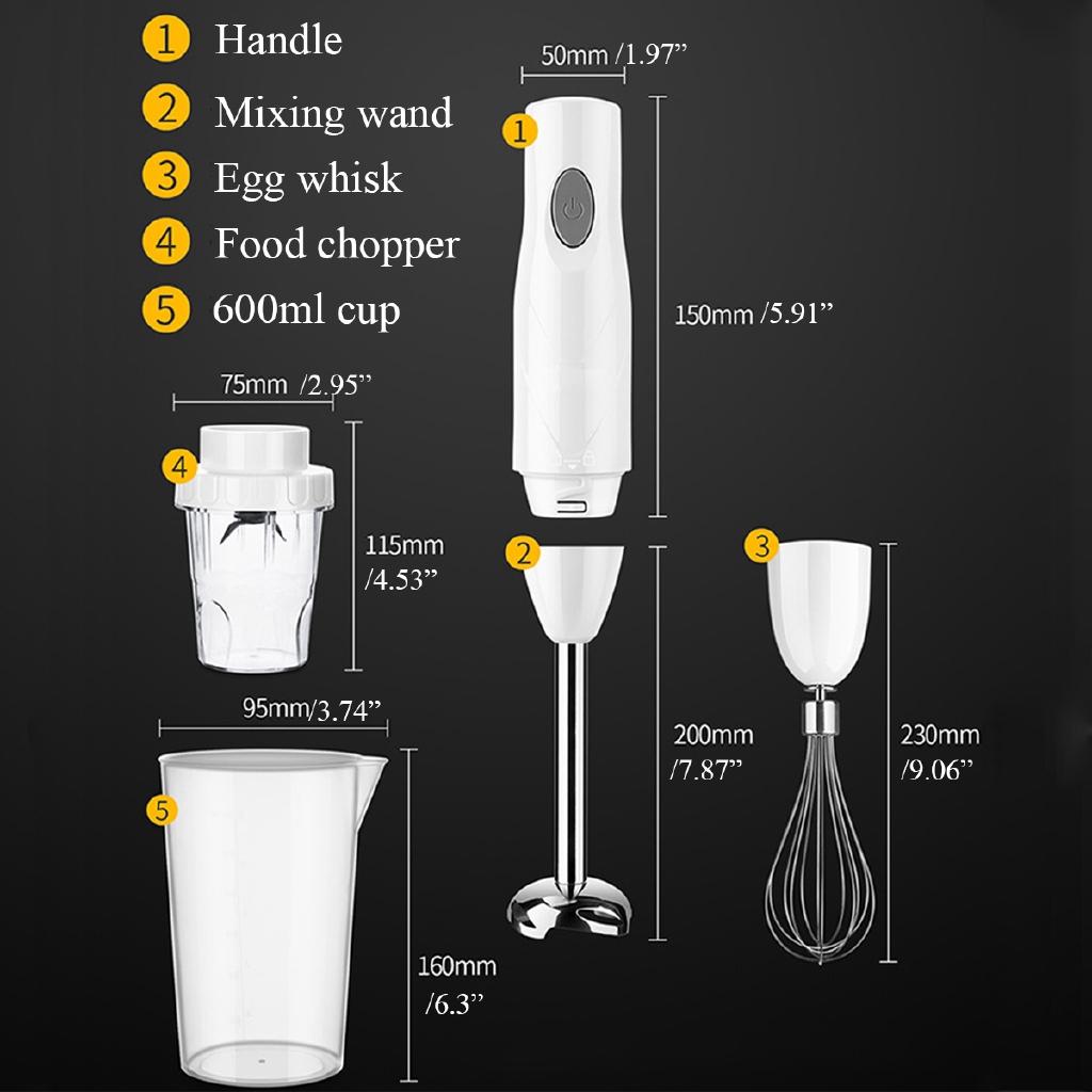 4 In1 Electric Food Blender Mixer Kitchen Detachable Stainless Steel Hand Blender Egg Beater