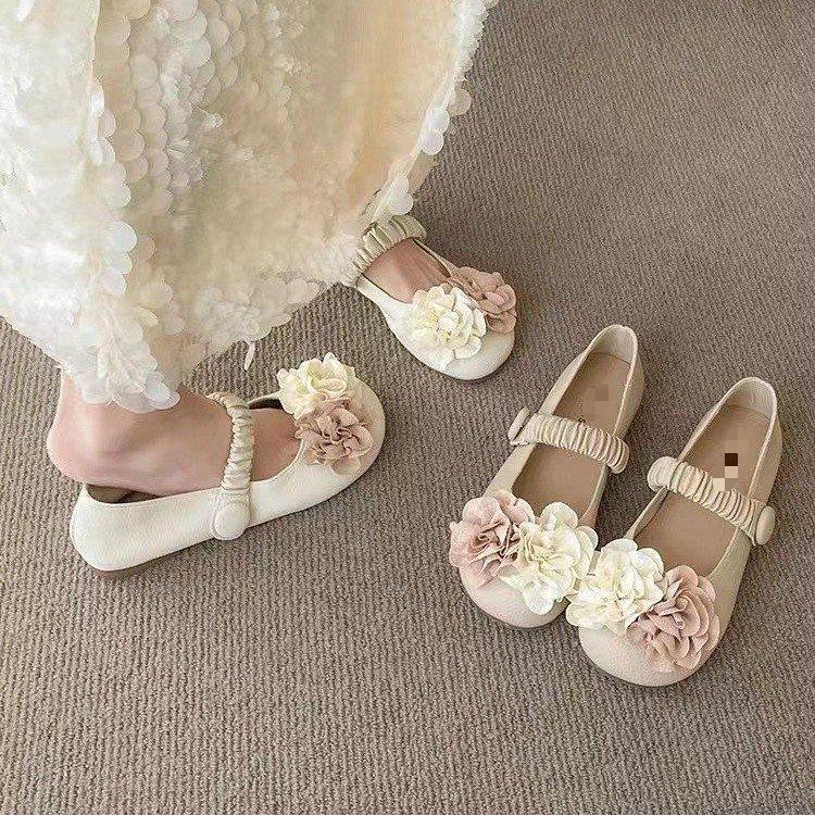 Niche fairy wind shallow mouth single shoes Mary Jane ladyshoes spring new retro flowers gentle evening shoes