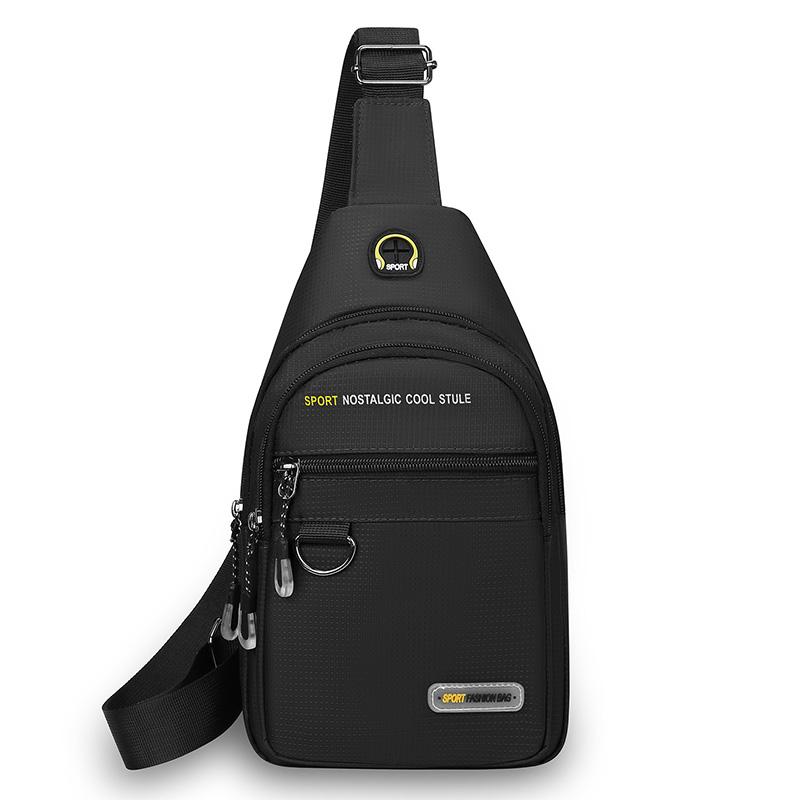 Мужская нагрудная сумка Модная одноплечевая сумка-кроссбоди Большой вместимости Спортивная уличная сумка для мобильного телефона чёрный