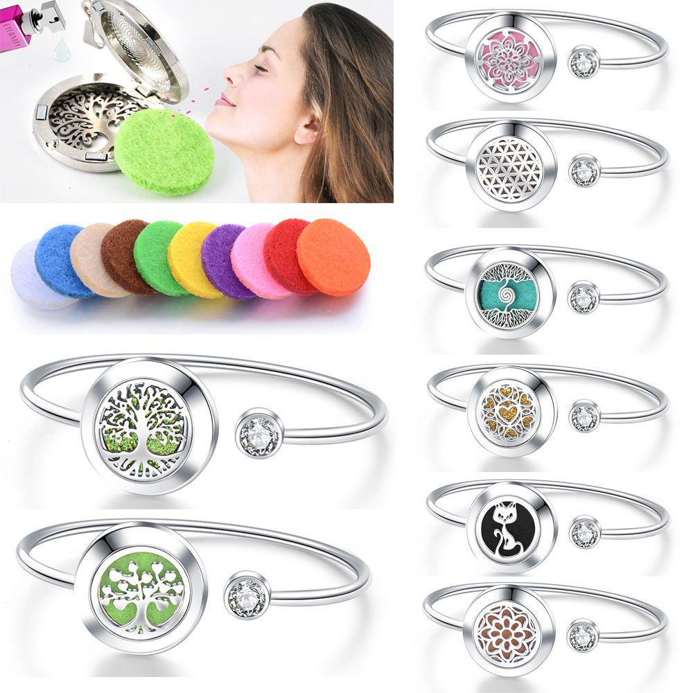 Tree of Life Aromatherapy Diffuser Bracelet - Rotating Hollow Design, Alloy & Stainless Steel, Non-Magnetic Couples Bracelets