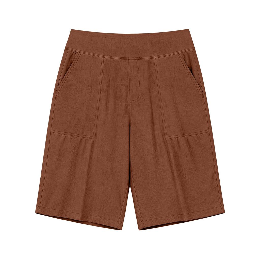 Sommer 2026 High Waist Baumwoll-Leinen Lässige Lockere Shorts mit Taschen