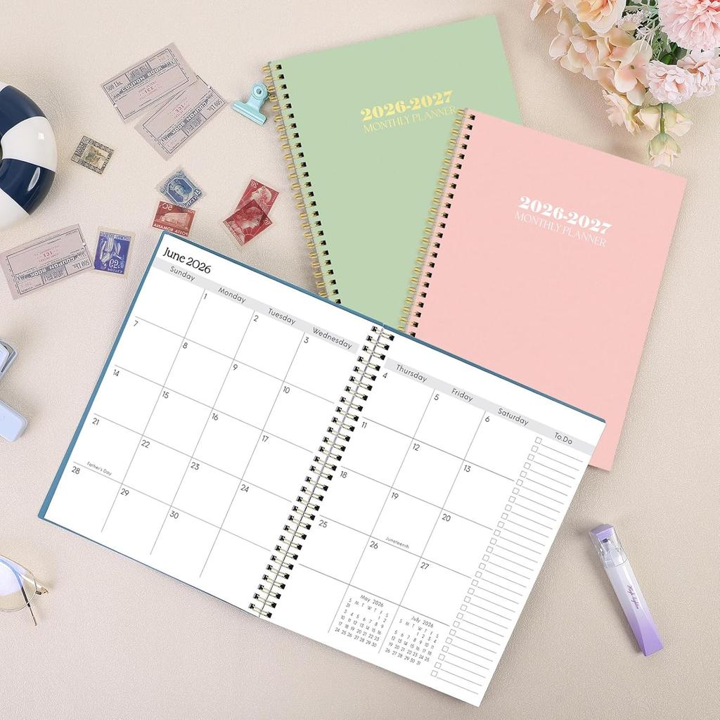 SKYDUE Monthly Planner 2026-2027, 24 Months Calendar Planner 2026-2027, 7.5" x 10" B5 Planner, Twin-wire Spiral Bound, Durable Waterproof Cover,