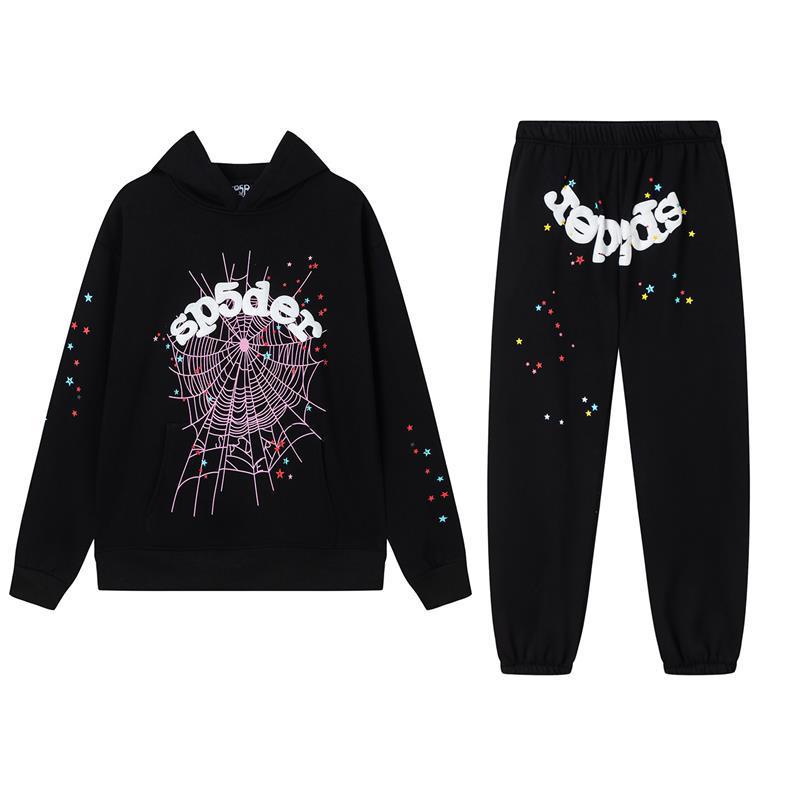 American SP5DER Spider Web Hoodie & Young Thub Trousers Sports Set for Men & Women