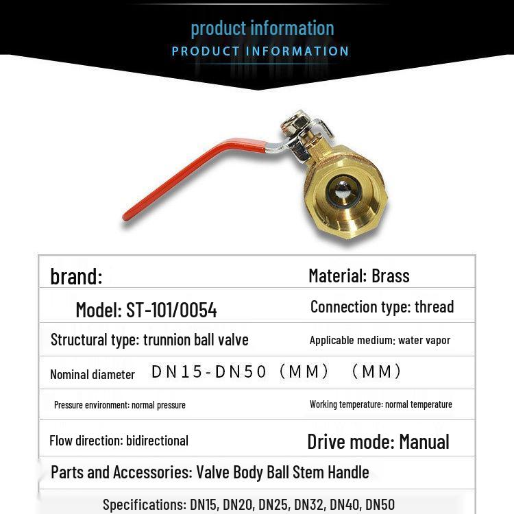 Mosiężny zawór kulowy odporny na wysokie temperatury - 4 punkty DN15, 6 punktów DN20, 1 cal DN25, do wody wodociągowej