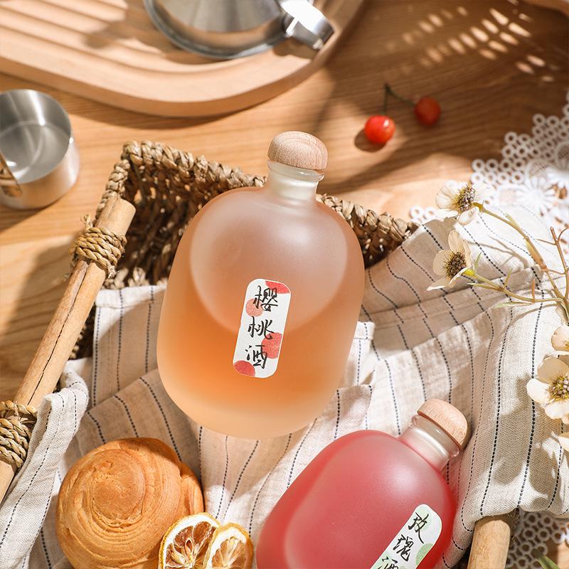 Premium Homemade Fruit Wine Bottles: Sealed, Leak-Proof, Frosted Glass with Large Belly Design