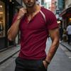 Men Casual Three Button Short Sleeve Henley Shirt Trim Raglan Crewneck Lightweight Summer Top