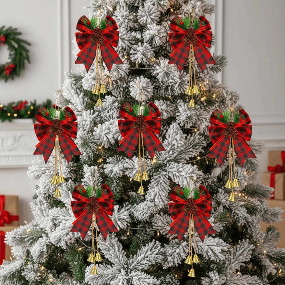6Pcs/Set Creative Christmas Bows Hanging Ornament Christmas Tree Charm Xmas Party Supplies