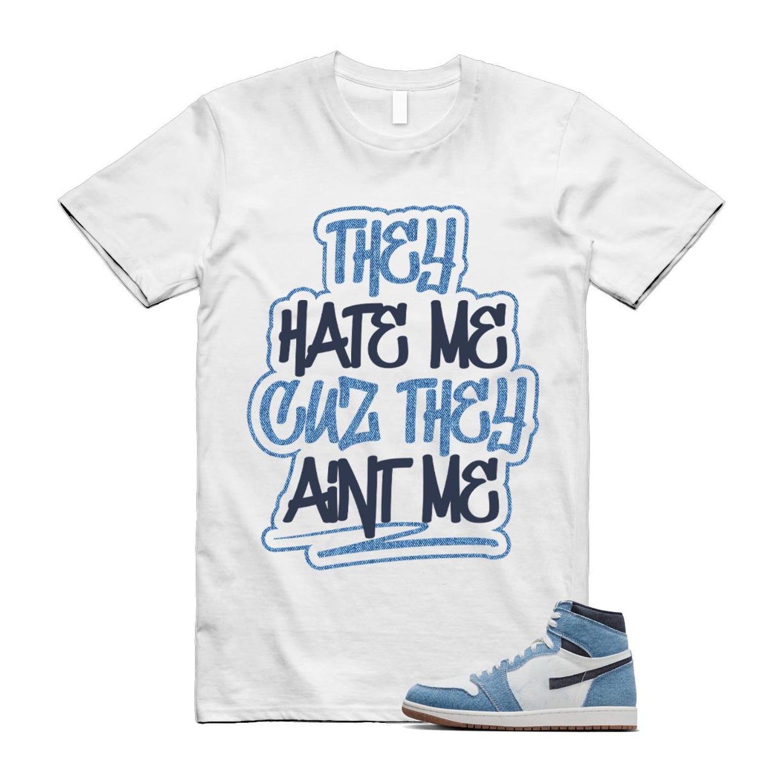 1 Denim Summit White Obsidian Retro High OG T Shirt Match AINT ME L