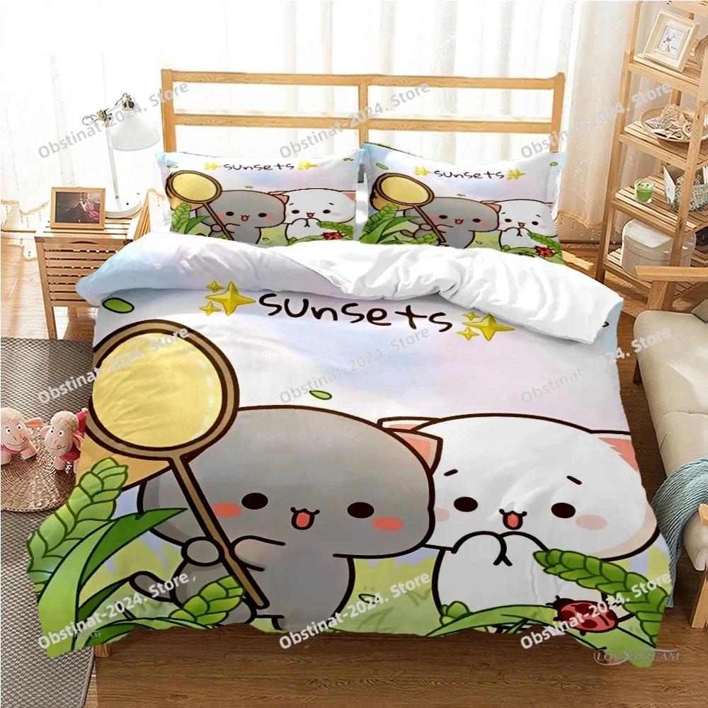 Cute Bubu Dudu Cartoon Bear Panda Bedding Set Duvet Cover Full Queen King Size Pillowcase Bed Printed Bed Set Aldult Kid Bedroom