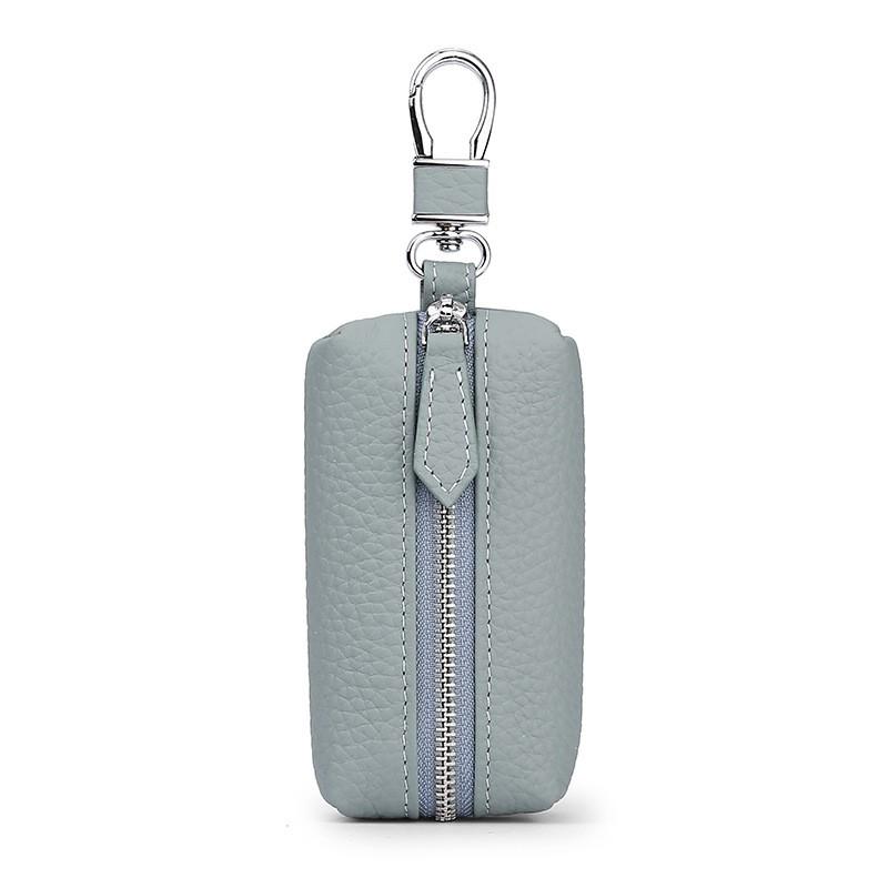 Genuine Leather Key Case With Zipper Pocket Car Keys Stylish Waist Clip Holder In Multiple Colors