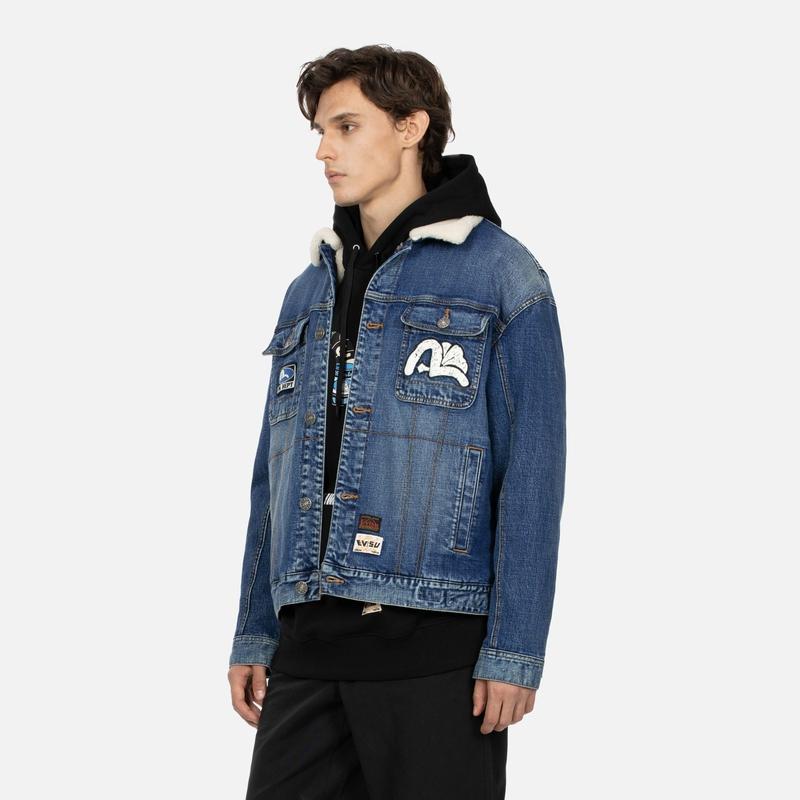 Evisu Aw23 Quirky Buddha Head And Oil Can Print Loose Denim Jacket Men jackets Denim-Blue 2EAHTM3DJ8069LFSQ