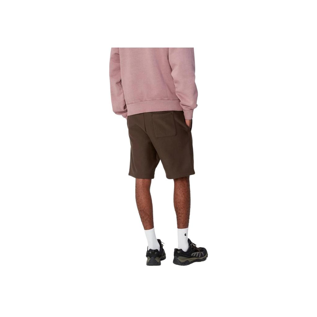 Carhartt WIP American Script Sweat Shorts With Badge Pattern Men Shorts Brown I031685-47-XX