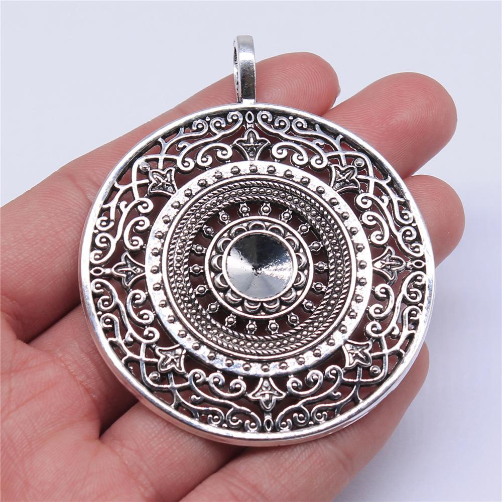 2pcs Big Size Round Hollow Flower Charms Pendant For Jewelry Making Necklace Earring Making