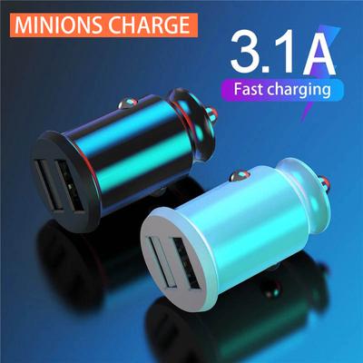 Mini cargador de coche Usb de 15w y 2 puertos, carga rápida Qc, enchufe de carga de teléfono para Iphone 13, 12, Ipad, Airpods, Huawei, Samsung, Xiaomi 11, Lg